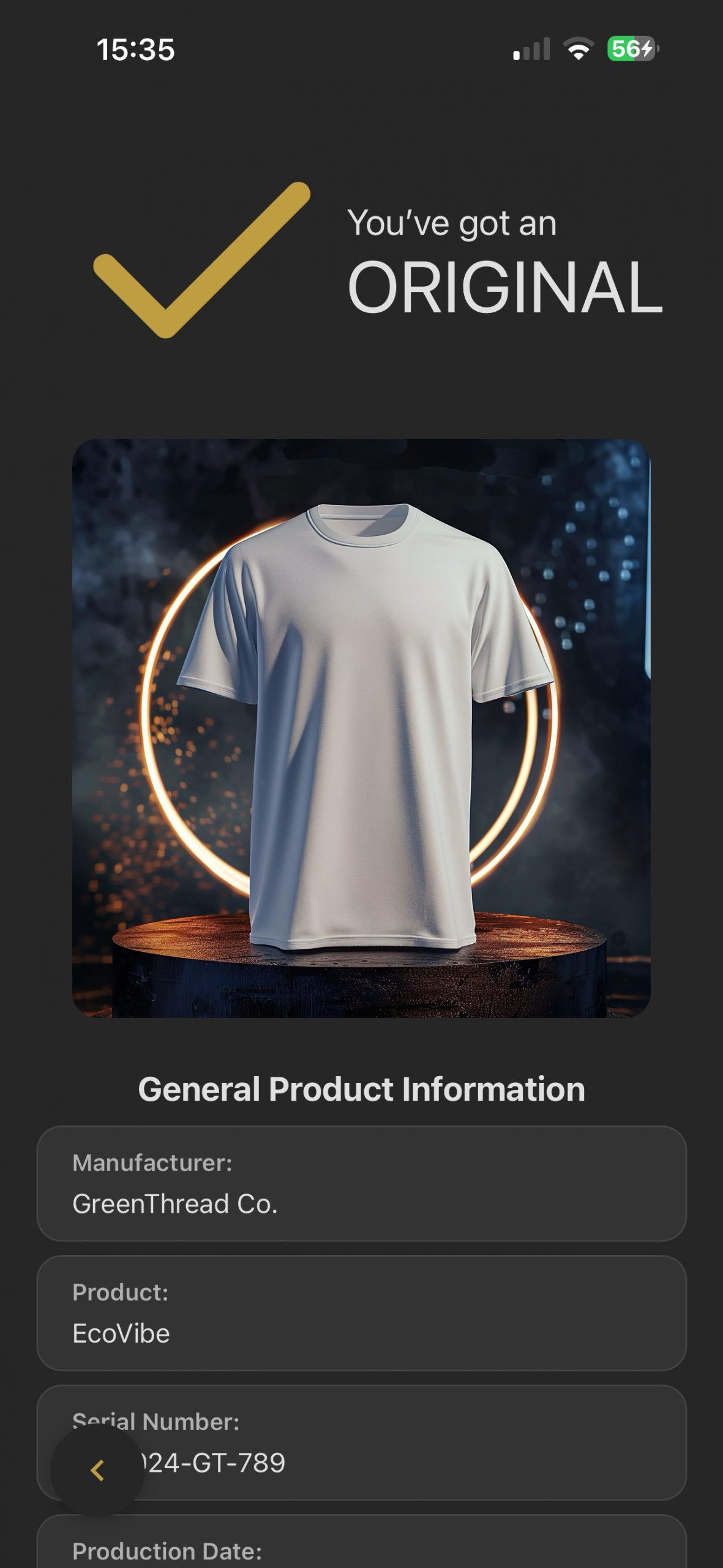 ORIGINAL-ID smartphone scanner screen